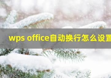 wps office自动换行怎么设置